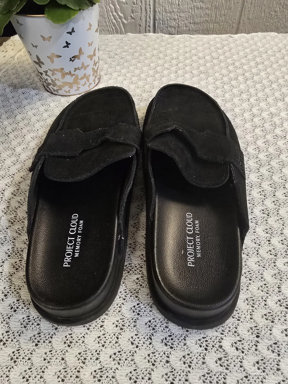 Project Cloud Black Suede Slip-On Loafer Mule - Picture 3 of 4